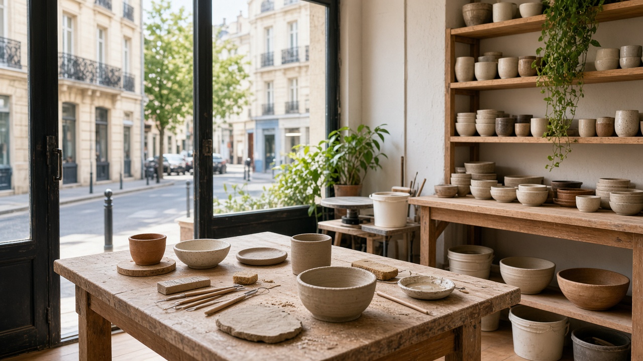 Clay modeling / handbuilding workshops workspace at Boldwave House
